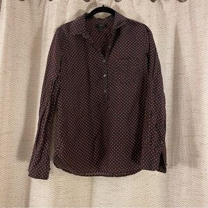 J. Crew Navy and Red Polka Dot Top